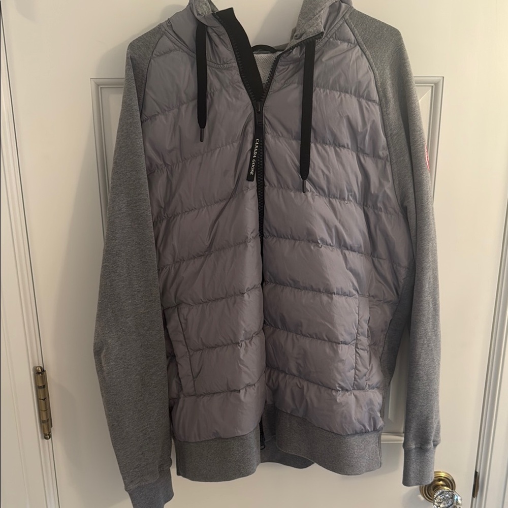 Gray Quilted Hoodie with Black Accents